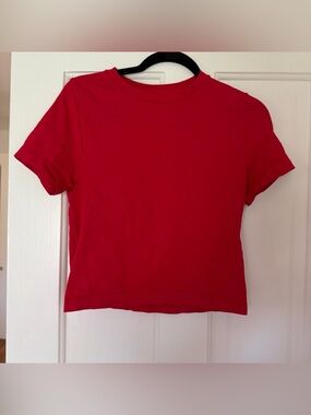 Target Women's Red Crewneck Short Sleeve Tee